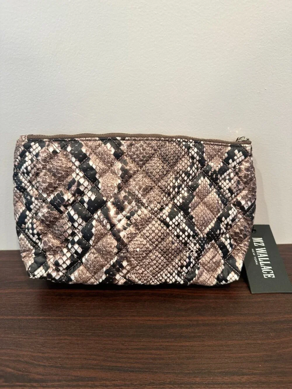 MZ Wallace Zoey Cosmetic Pouch • Brown Snake • NWT • Discontinued